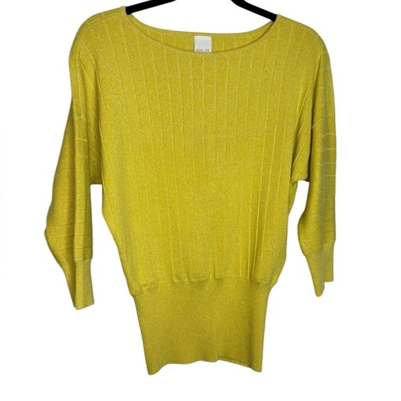 Madeleine Yellow Sparkle Knit Sweater Size 4 - Picture 1 of 10